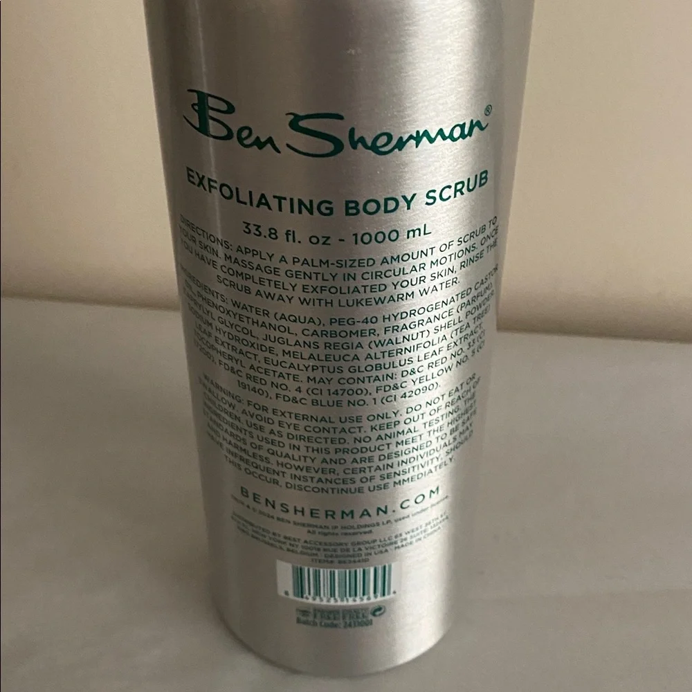 Ben Sherman Exfoliating Body Scrub wash tea tree eucalyptus large 33.8oz pump